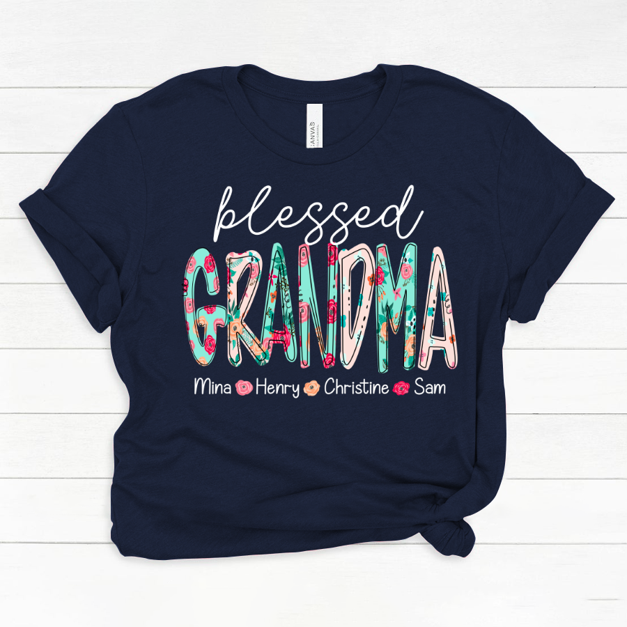 Blessed Grandma Flower And Grandkids Mother's Day Classic Canvas