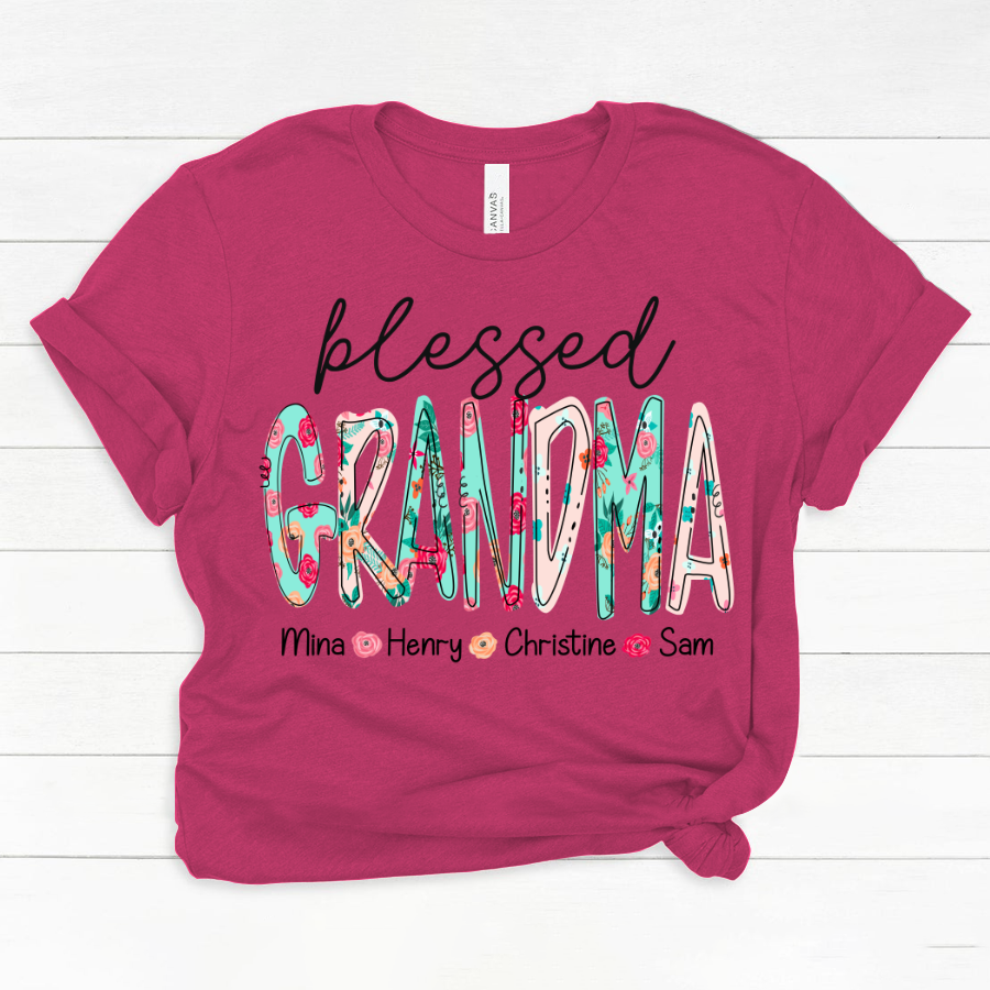 Blessed Grandma Flower And Grandkids Mother's Day Classic Canvas