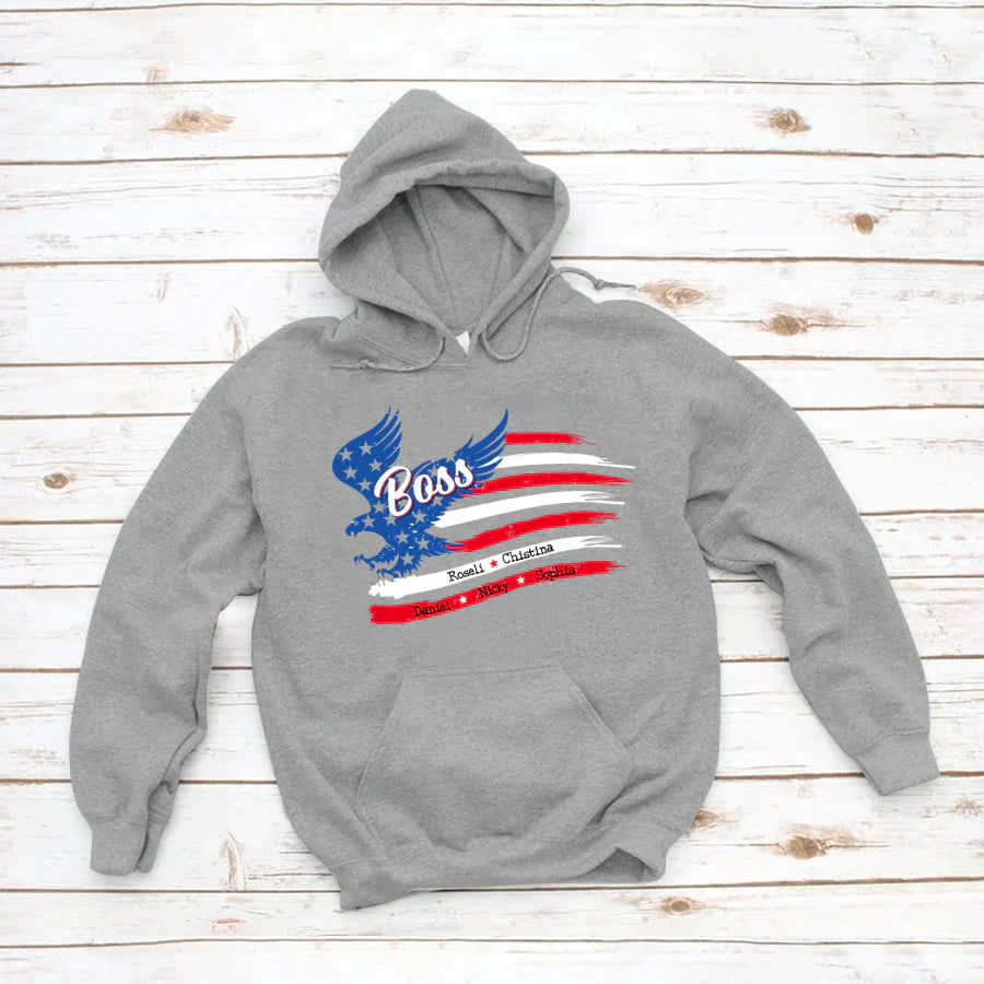 Boss With Grandkids Names 4th Of July CTL94 Hoodie