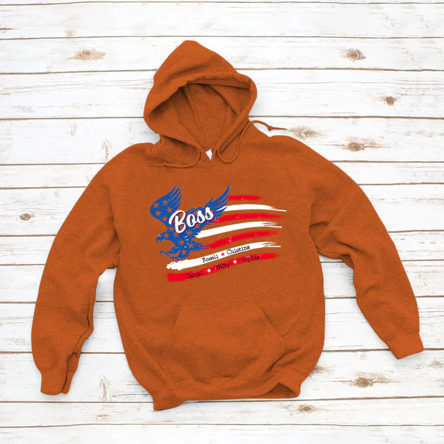 Boss With Grandkids Names 4th Of July CTL94 Hoodie