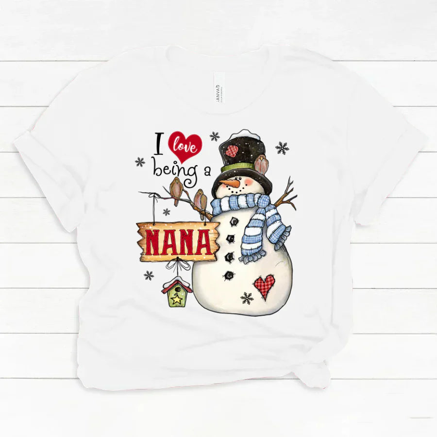Godmerch Personalized I Love Being A Nana Snowman Classic Canvas
