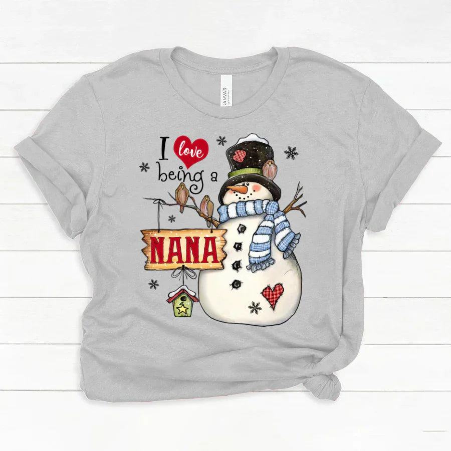 Godmerch Personalized I Love Being A Nana Snowman Classic Canvas