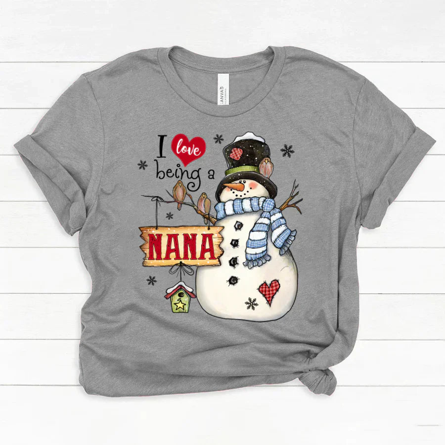 Godmerch Personalized I Love Being A Nana Snowman Classic Canvas