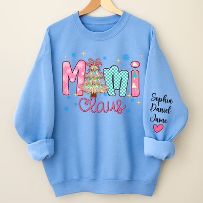 Christmas Mimi Claus Custom Mimi Nana Grandma and Grandkids Shirt