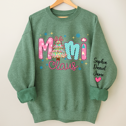 Christmas Mimi Claus Custom Mimi Nana Grandma and Grandkids Shirt