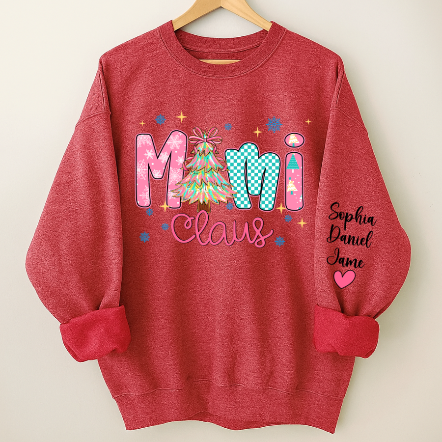 Christmas Mimi Claus Custom Mimi Nana Grandma and Grandkids Shirt