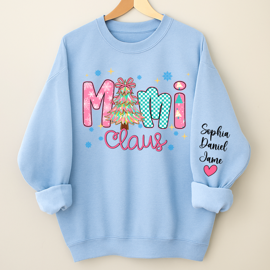 Christmas Mimi Claus Custom Mimi Nana Grandma and Grandkids Shirt