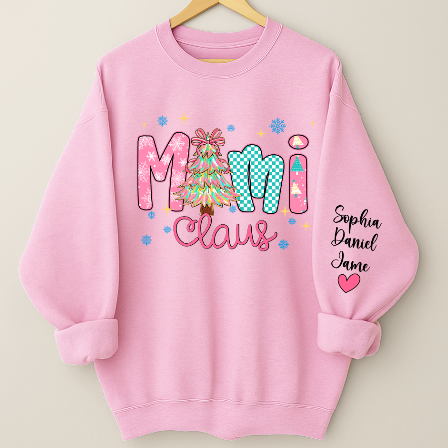 Christmas Mimi Claus Custom Mimi Nana Grandma and Grandkids Shirt