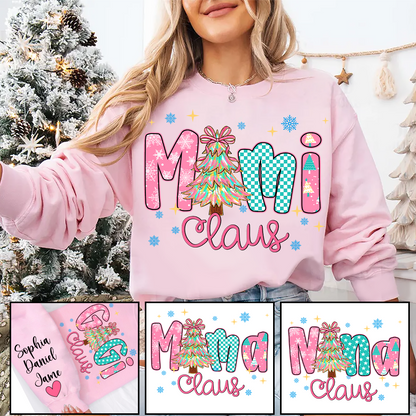 Christmas Mimi Claus Custom Mimi Nana Grandma and Grandkids Shirt
