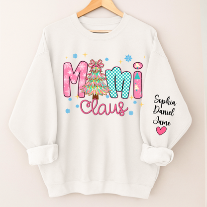 Christmas Mimi Claus Custom Mimi Nana Grandma and Grandkids Shirt