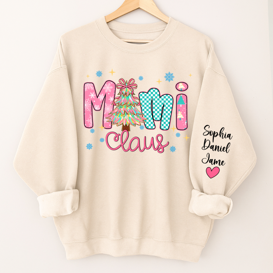 Christmas Mimi Claus Custom Mimi Nana Grandma and Grandkids Shirt
