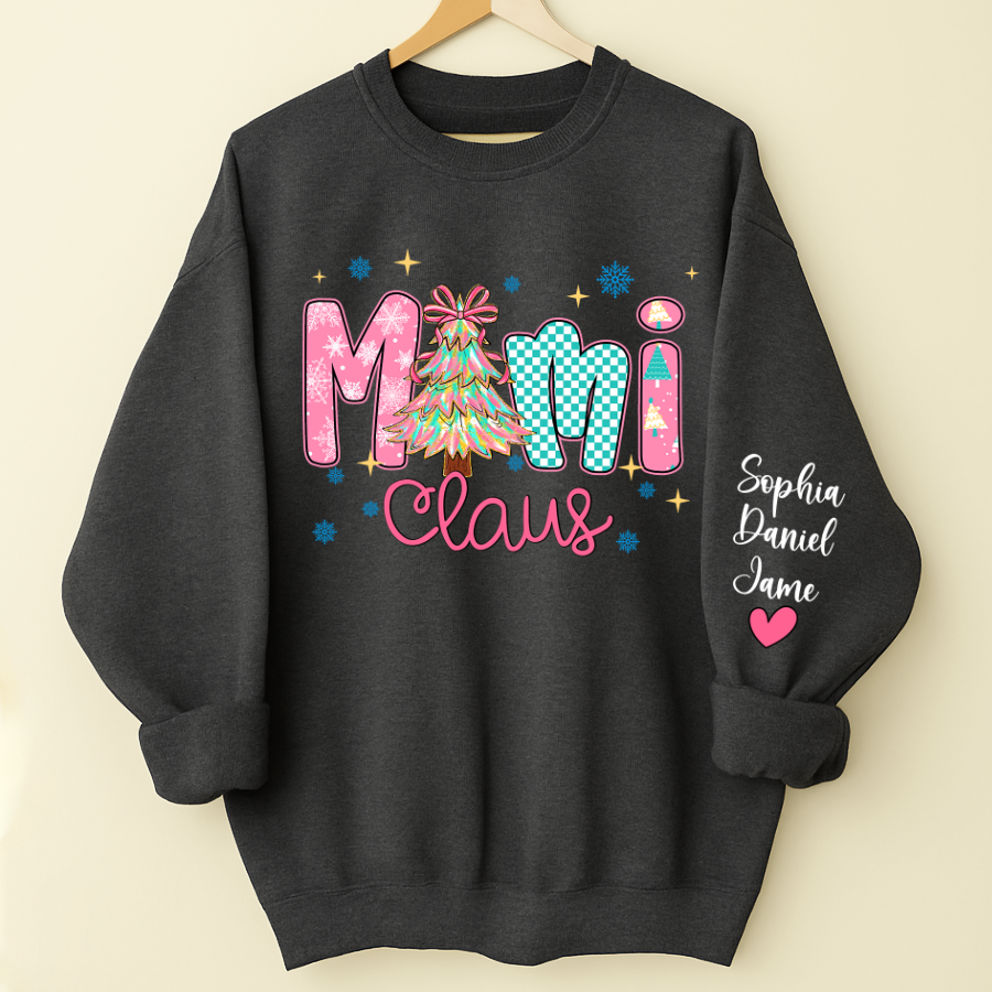Christmas Mimi Claus Custom Mimi Nana Grandma and Grandkids Shirt