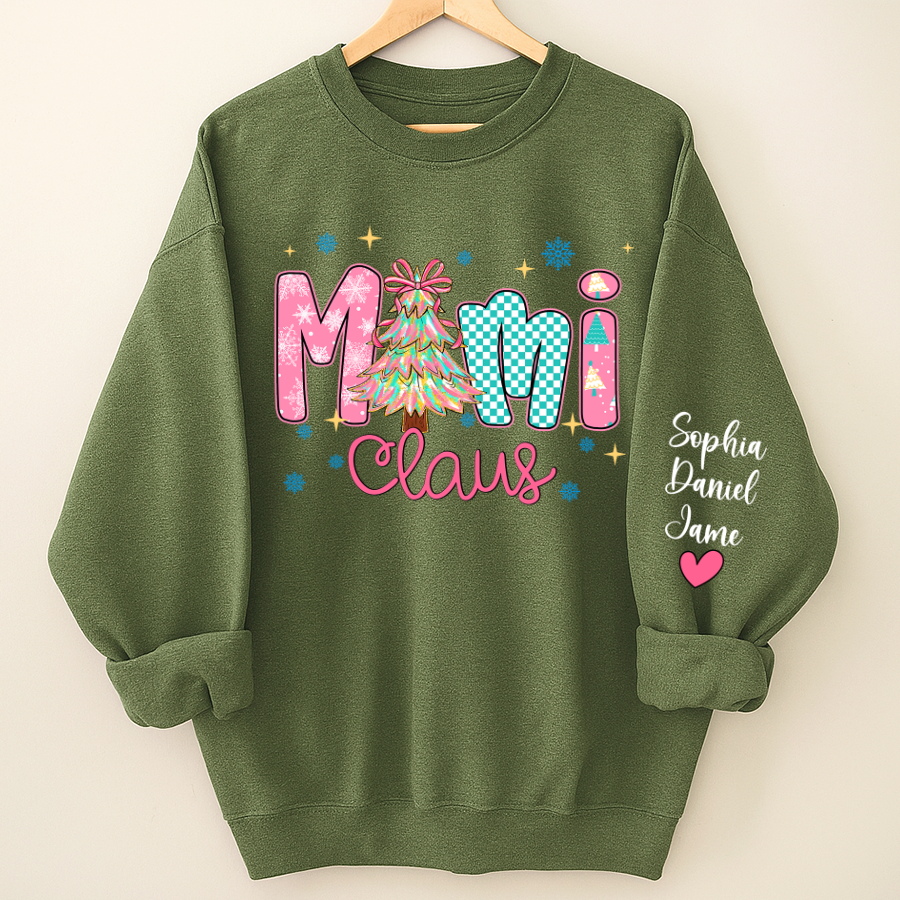 Christmas Mimi Claus Custom Mimi Nana Grandma and Grandkids Shirt