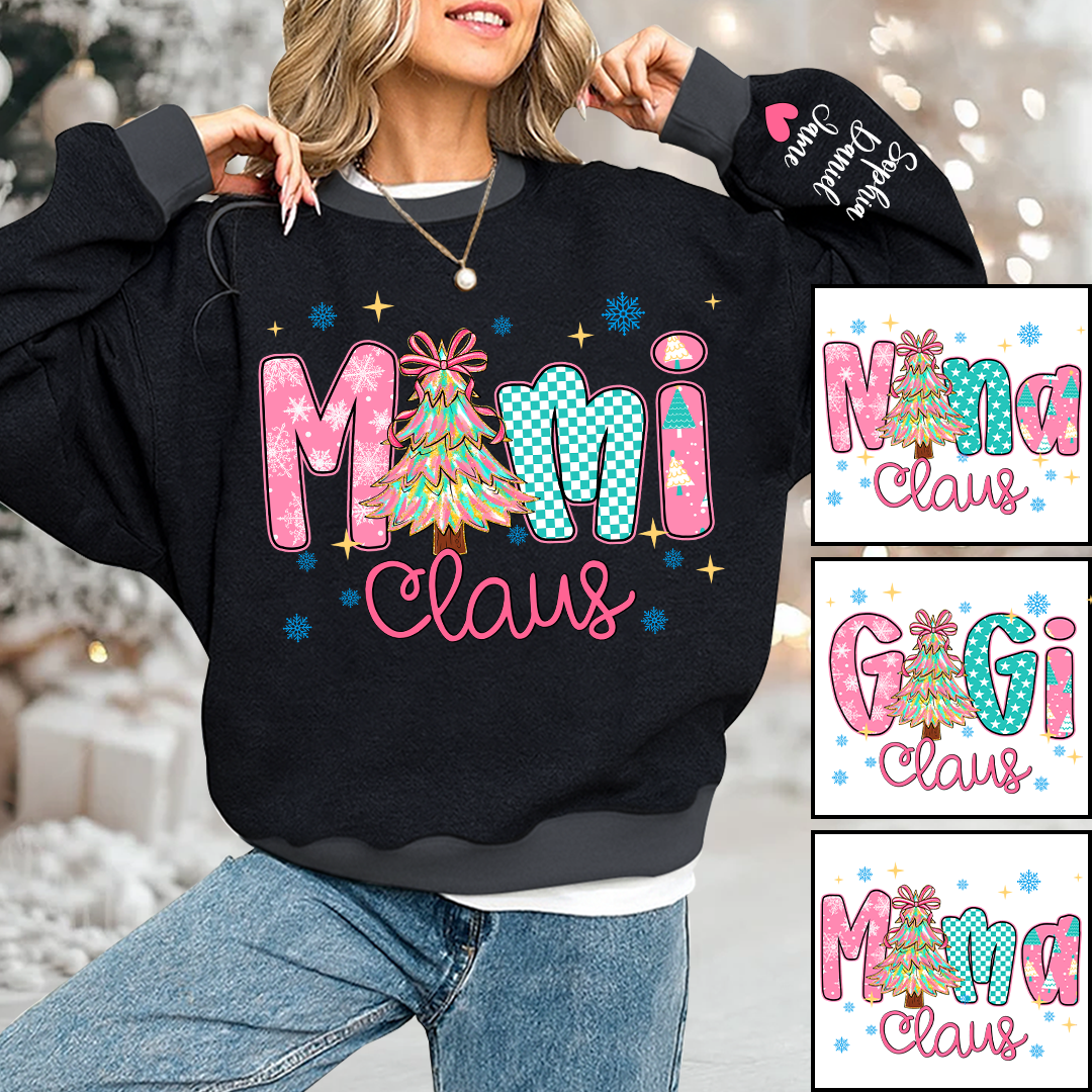 Christmas Mimi Claus Custom Mimi Nana Grandma and Grandkids Shirt