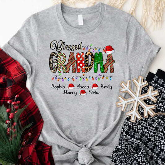 Christmas Lights Blessed Grandma And Kids CTH01 T-Shirt