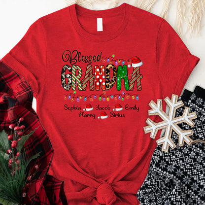 Christmas Lights Blessed Grandma And Kids CTH01 T-Shirt