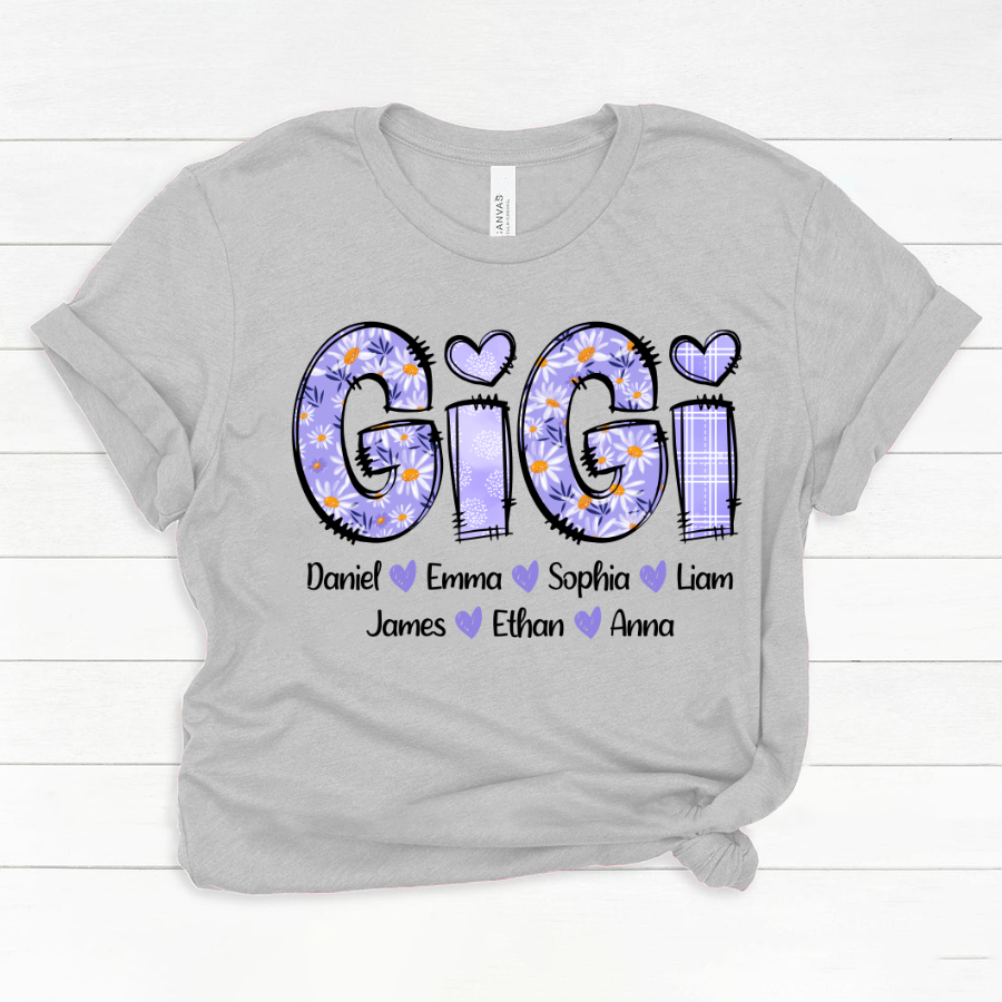 Custom Gigi Purple Daisy With Grandkids Mother's Day TH Classic Canvas