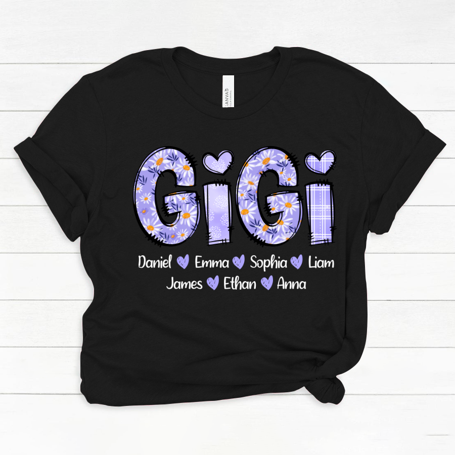 Custom Gigi Purple Daisy With Grandkids Mother's Day TH Classic Canvas