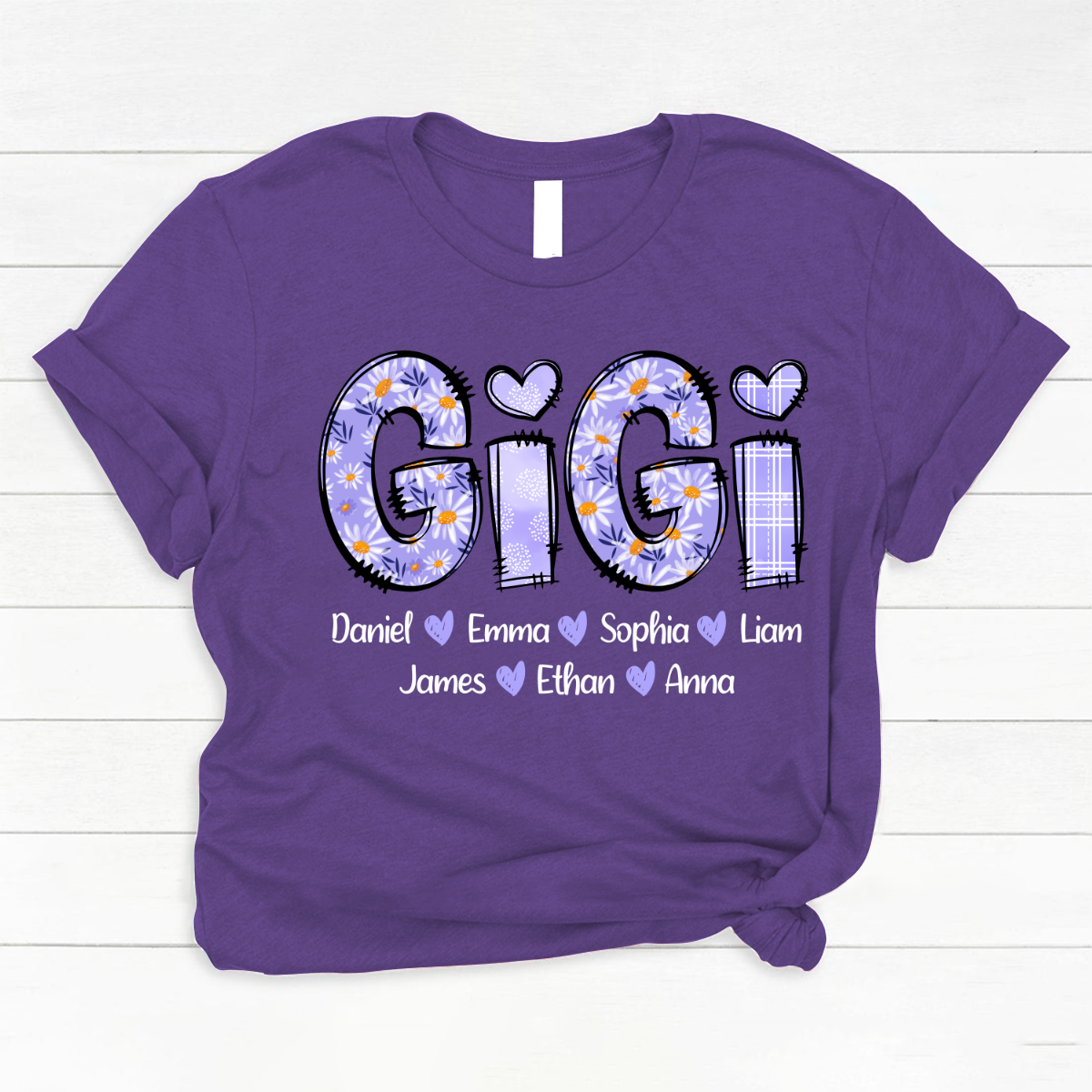 Custom Gigi Purple Daisy With Grandkids Mother's Day TH Classic Canvas