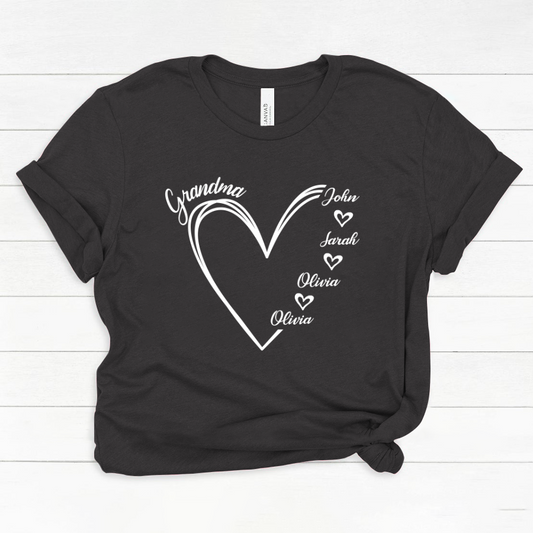 Custom Grandma shirt, Grandma Heart Shirt Classic Canvas