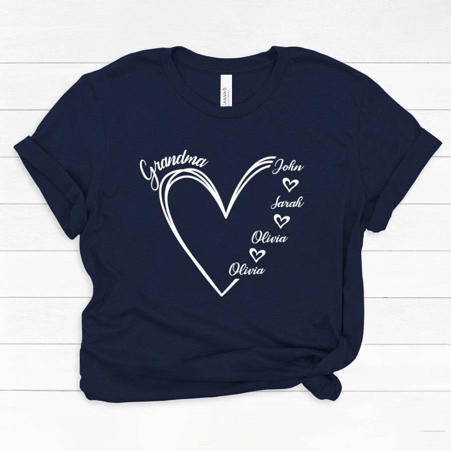 Custom Grandma shirt, Grandma Heart Shirt Classic Canvas