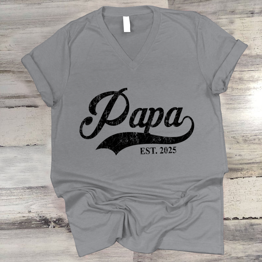 Custom Papa Est 2025 Father's Day Gift Shirt