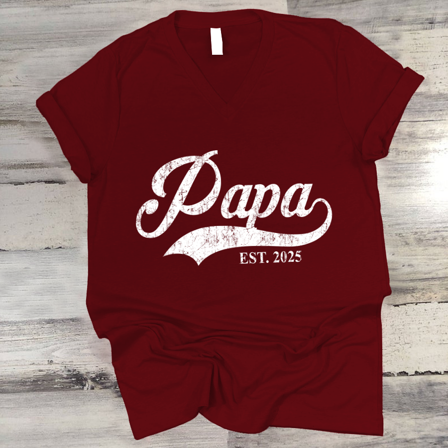 Custom Papa Est 2025 Father's Day Gift Shirt