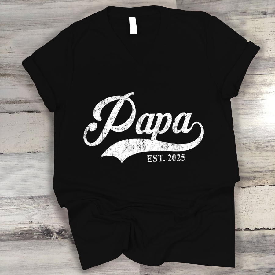 Custom Papa Est 2025 Father's Day Gift Shirt