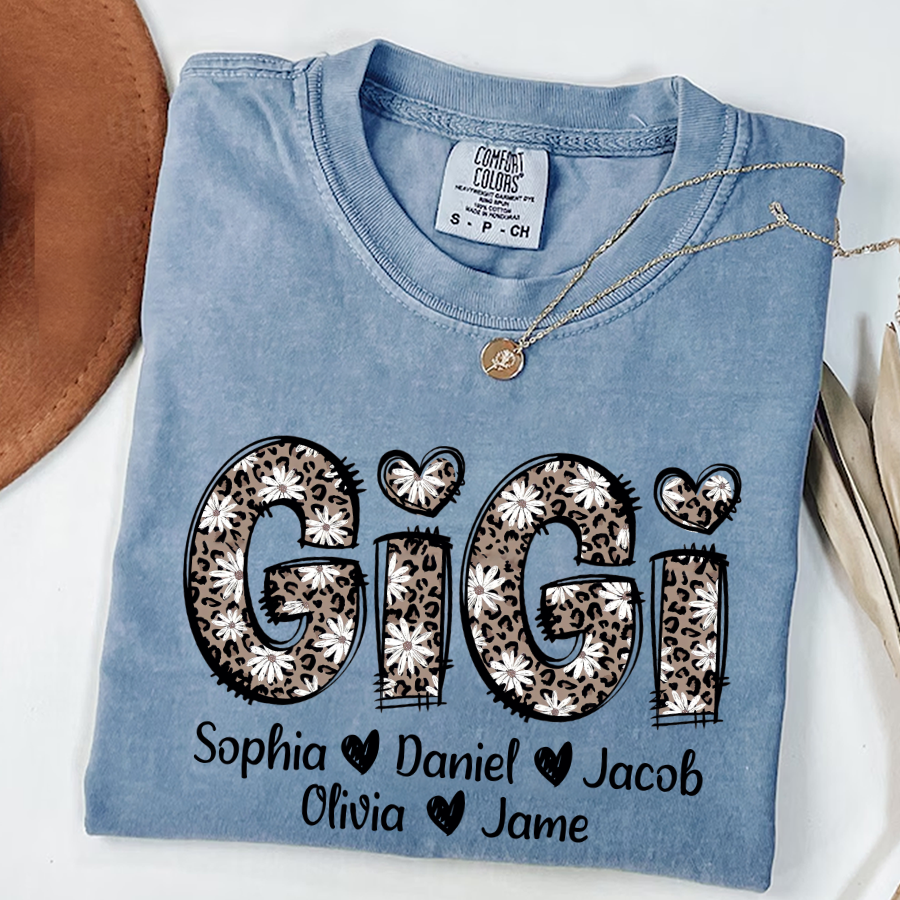 Daisy Leopard Gigi Custom Gigi and Kids Mothers Day Gift Shirt
