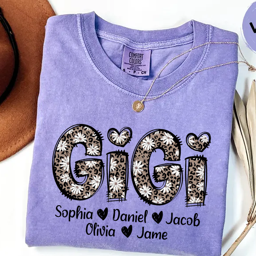 Daisy Leopard Gigi Custom Gigi and Kids Mothers Day Gift Shirt