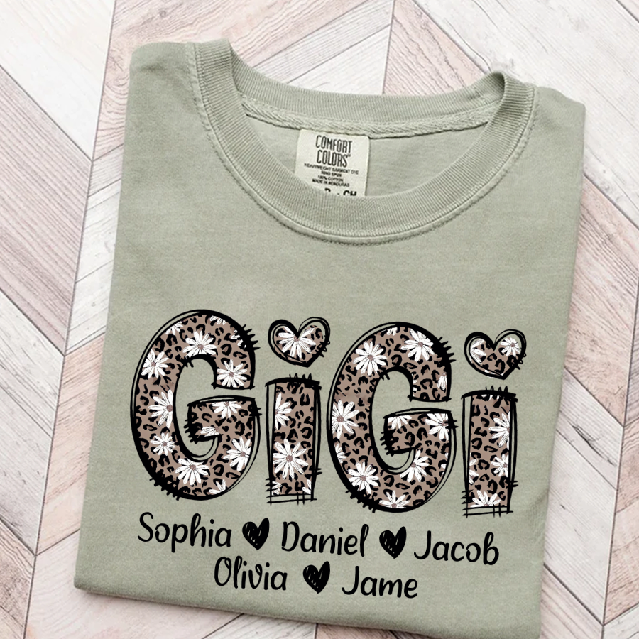 Daisy Leopard Gigi Custom Gigi and Kids Mothers Day Gift Shirt