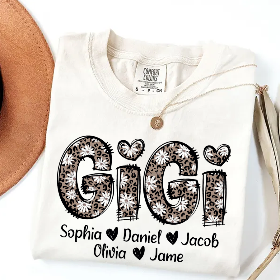 Daisy Leopard Gigi Custom Gigi and Kids Mothers Day Gift Shirt