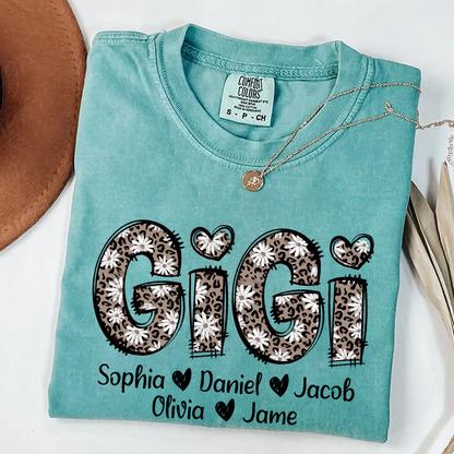 Daisy Leopard Gigi Custom Gigi and Kids Mothers Day Gift Shirt