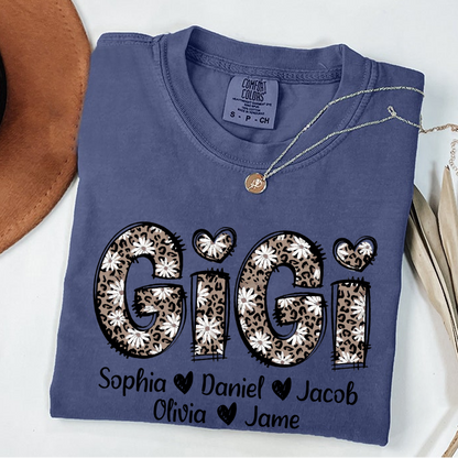 Daisy Leopard Gigi Custom Gigi and Kids Mothers Day Gift Shirt