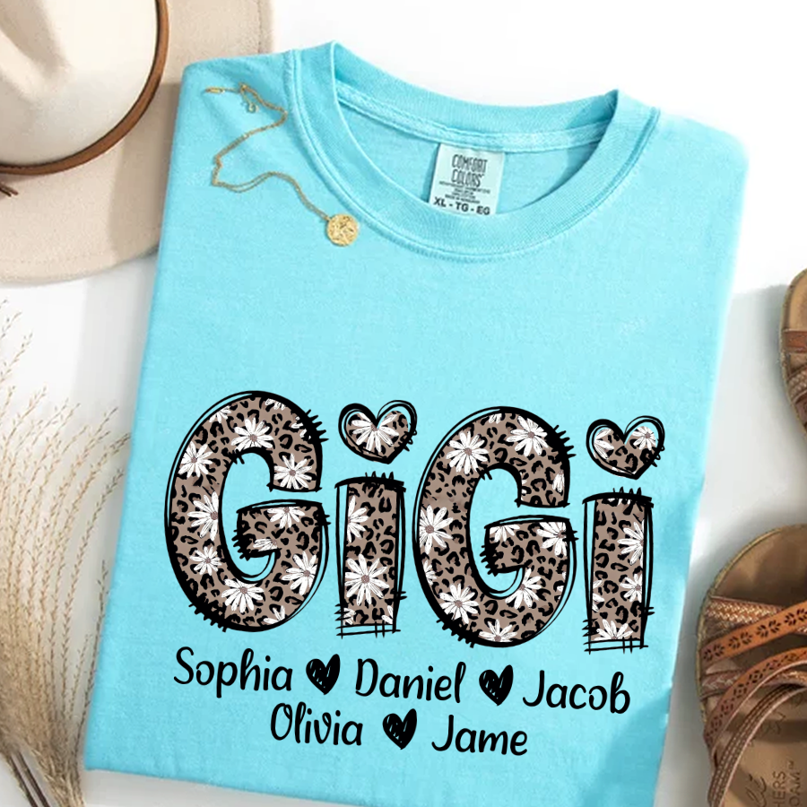 Daisy Leopard Gigi Custom Gigi and Kids Mothers Day Gift Shirt