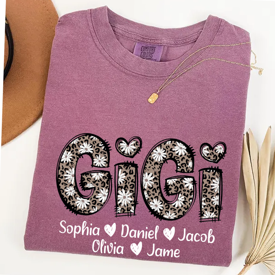 Daisy Leopard Gigi Custom Gigi and Kids Mothers Day Gift Shirt