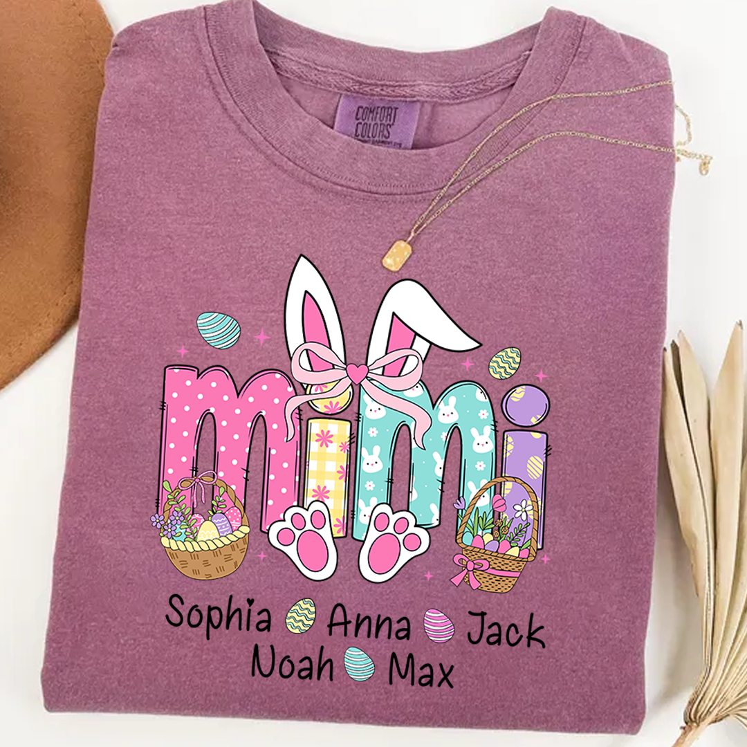 Easter Mimi Bunny Gift For Family, Custom Grandma And Grandkids
