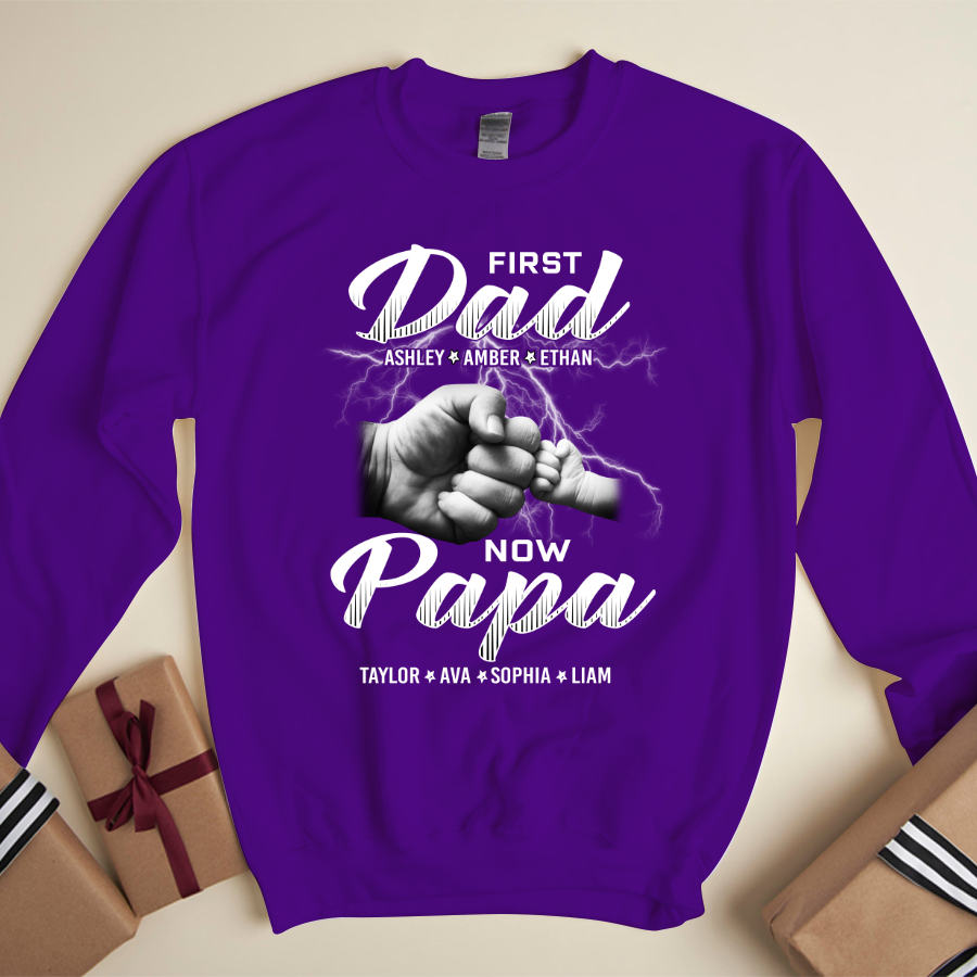First Dad Now Papa Grandkids Father's Day Sweatshirt