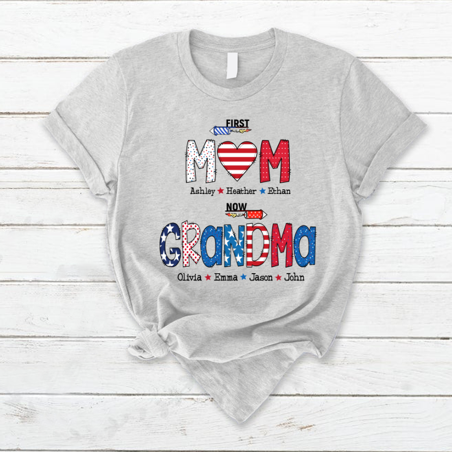 First Mom Now Grandma and grandkids T-Shirt