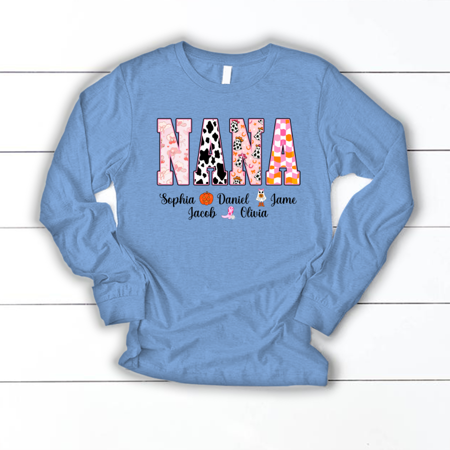 Ghost Halloween Fall Custom Nana And Grandkids Shirt