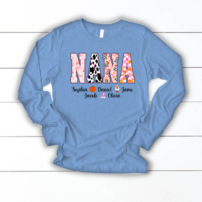 Ghost Halloween Fall Custom Nana And Grandkids Shirt