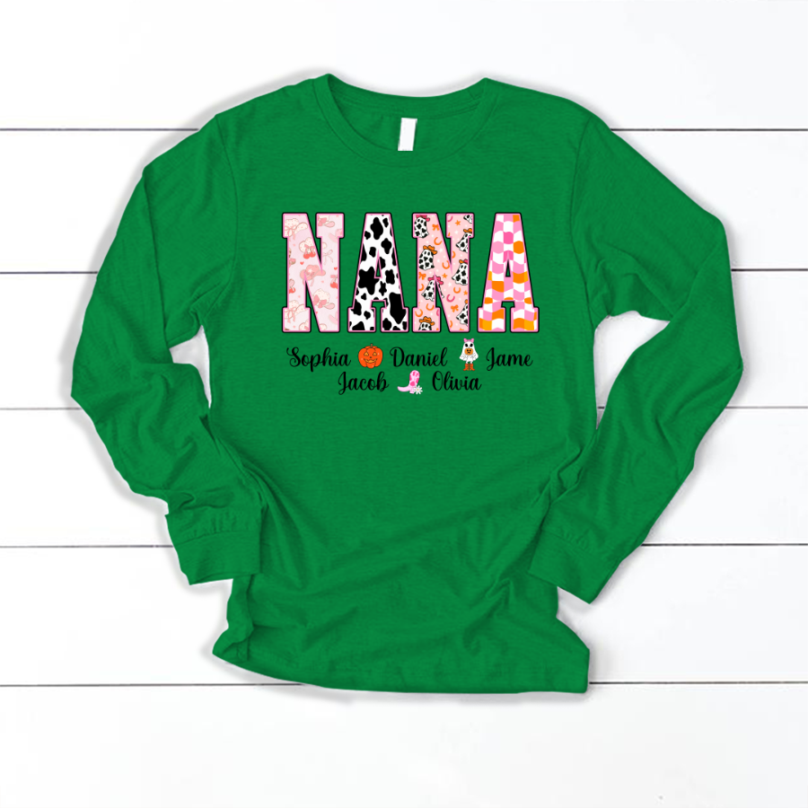 Ghost Halloween Fall Custom Nana And Grandkids Shirt