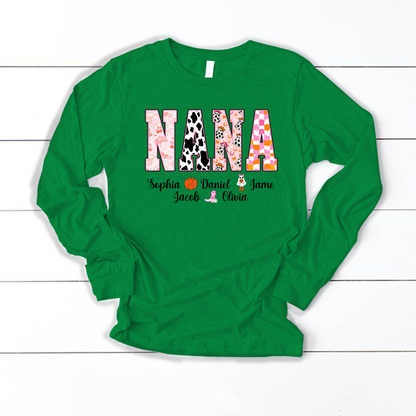 Ghost Halloween Fall Custom Nana And Grandkids Shirt