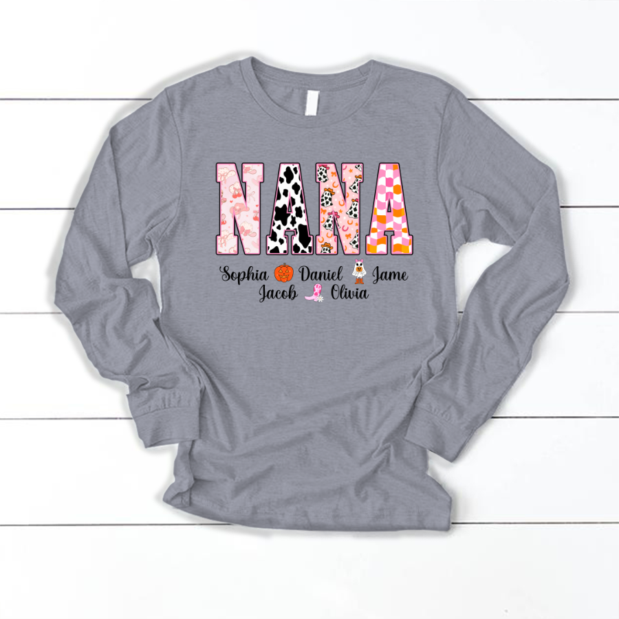 Ghost Halloween Fall Custom Nana And Grandkids Shirt