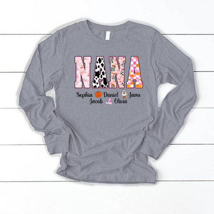 Ghost Halloween Fall Custom Nana And Grandkids Shirt