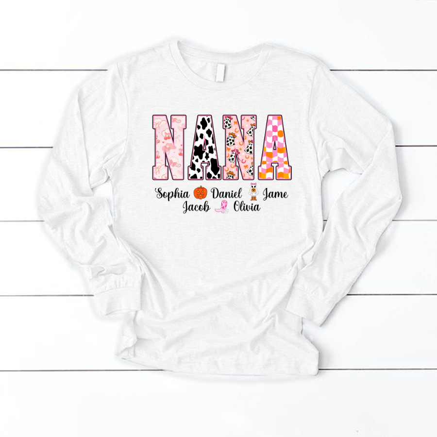 Ghost Halloween Fall Custom Nana And Grandkids Shirt
