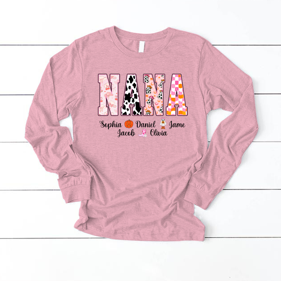 Ghost Halloween Fall Custom Nana And Grandkids Shirt