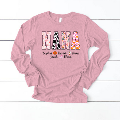 Ghost Halloween Fall Custom Nana And Grandkids Shirt