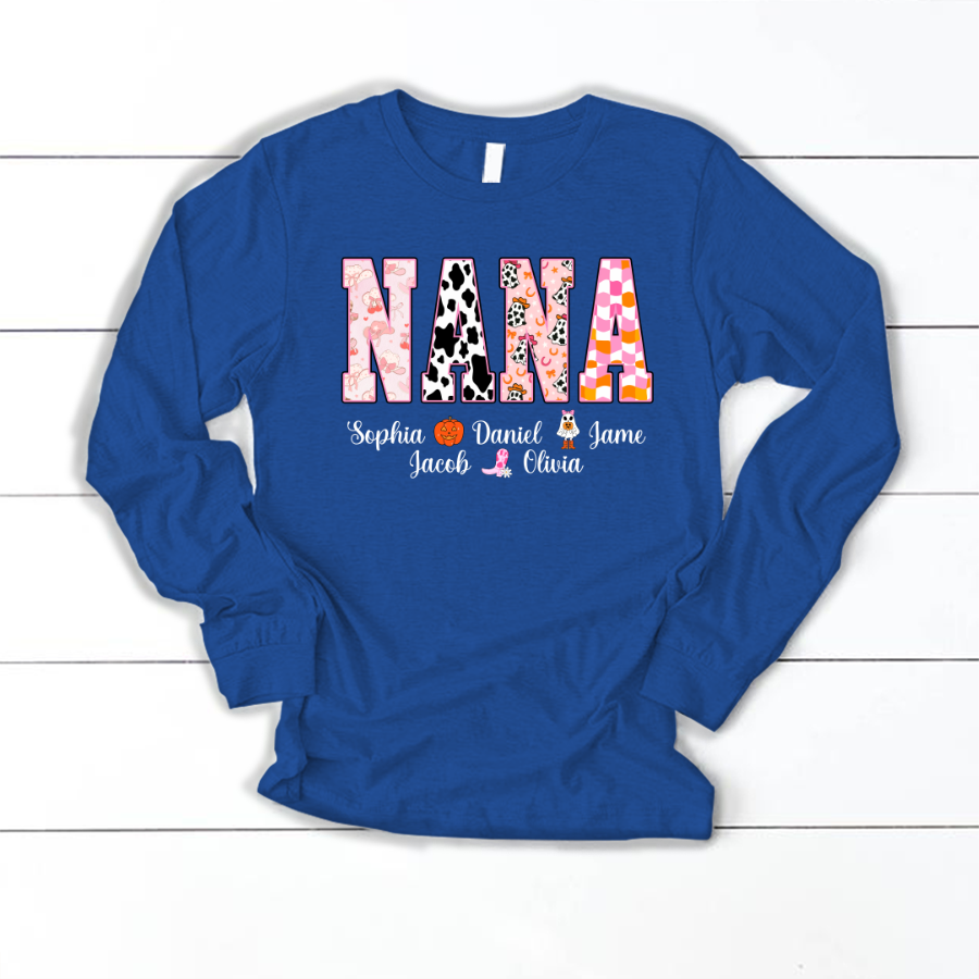 Ghost Halloween Fall Custom Nana And Grandkids Shirt
