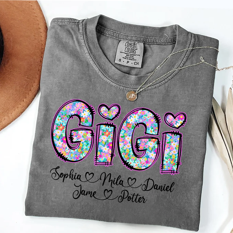 Gigi Coquette Floral Gigi And Grandkids Mothers Day Shirt